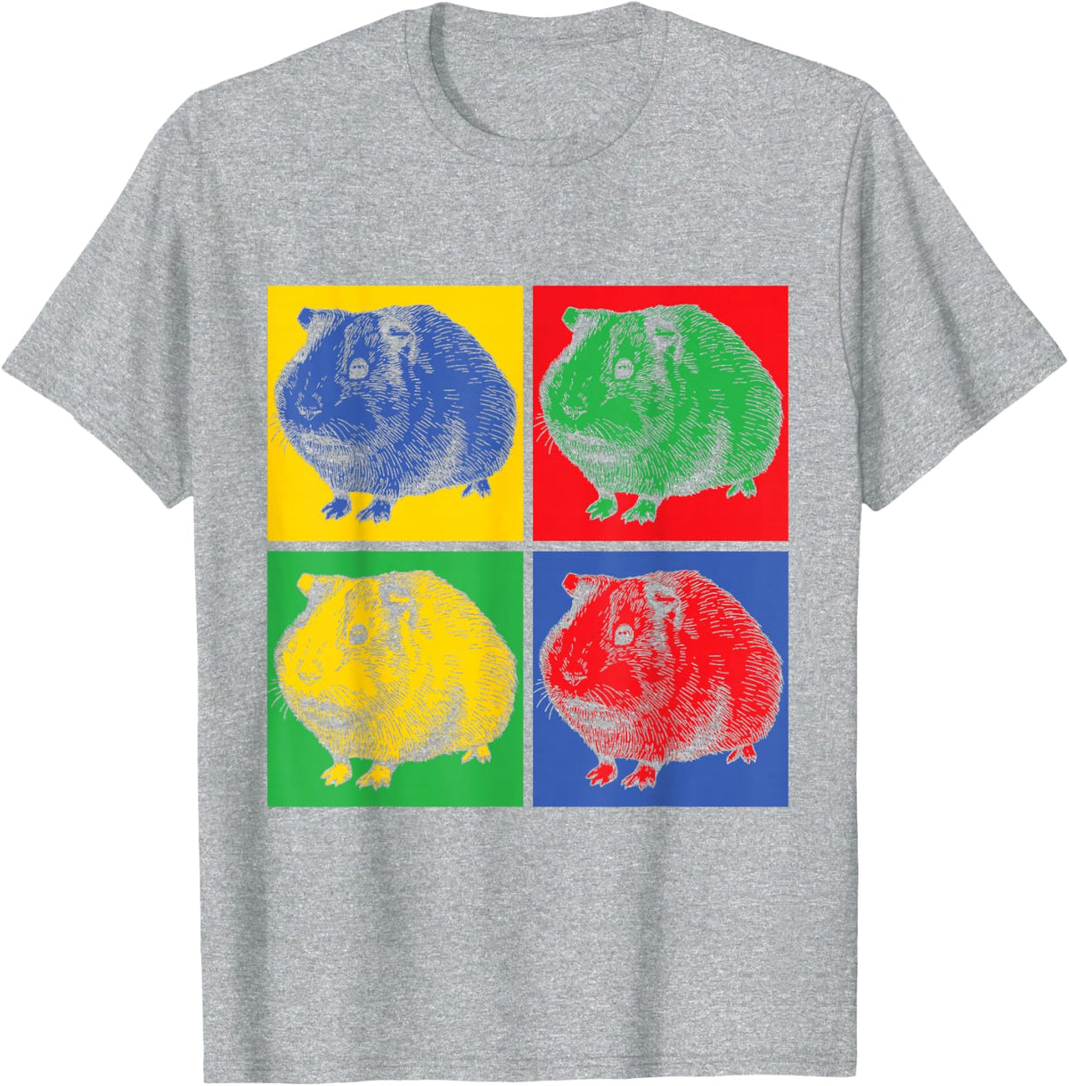 Pop Art Guinea Pig T-Shirt - Heather Grey