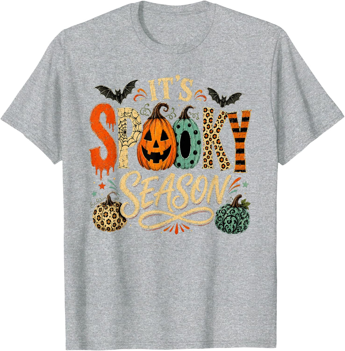 It's Spooky Season Halloween Haunted Celebration T-Shirt - Heather Grey